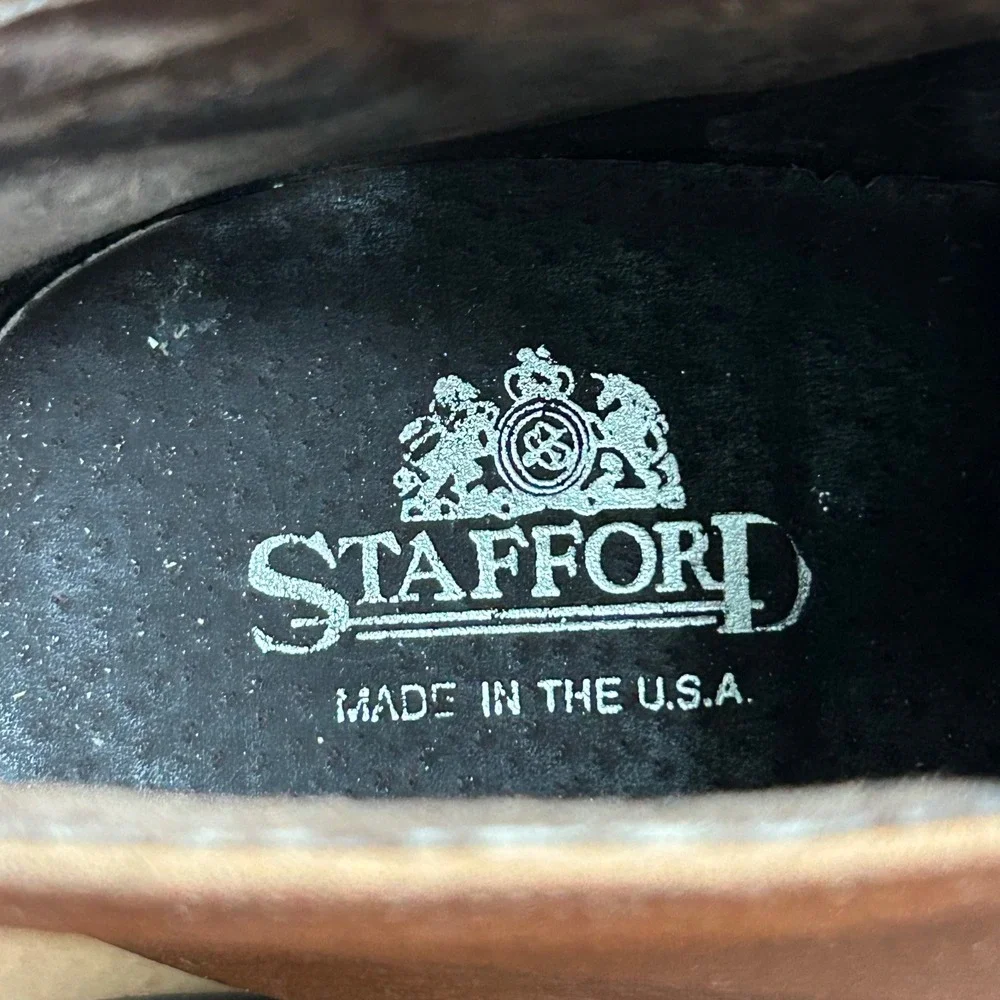 Stafford Mens Brown Pebble Grain Leather Chukka Boots Made in USA 10 D 15241